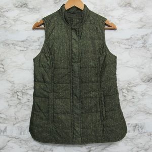J. Jill Green Herringbone Chevron Print Puffer Vest Size XS